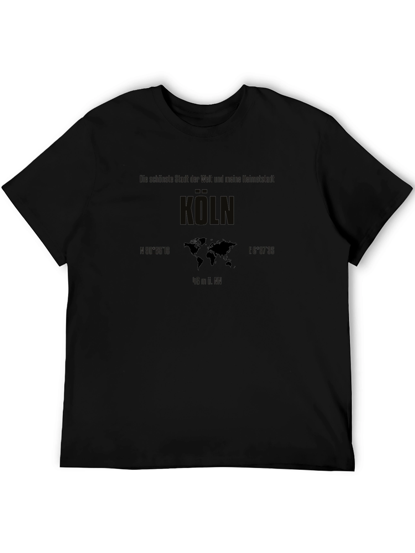 Cologne World Map Black T-Shirt - City Pride Apparel
