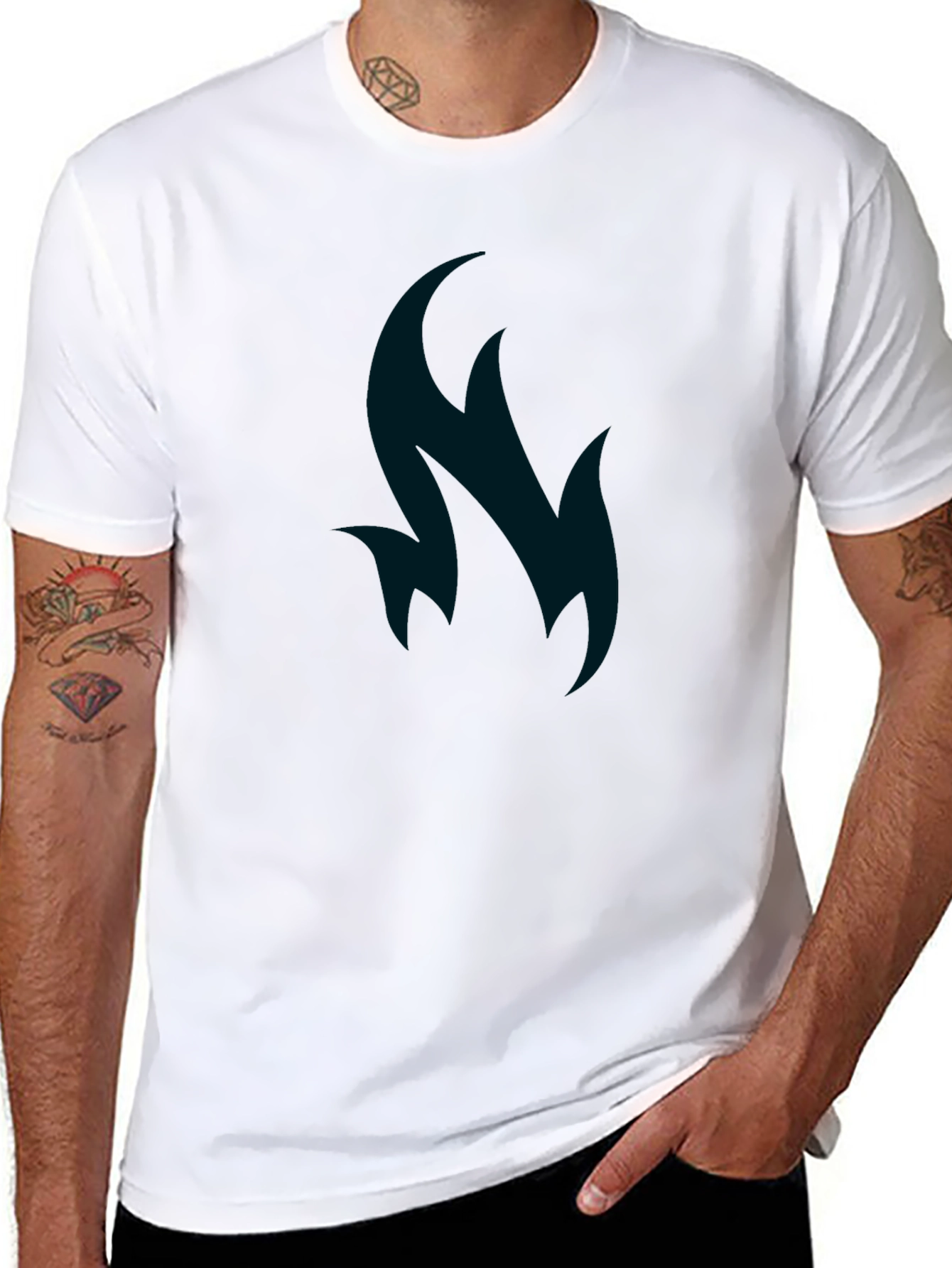 Abstract Flame Graphic Tee - Soft Cotton Blend