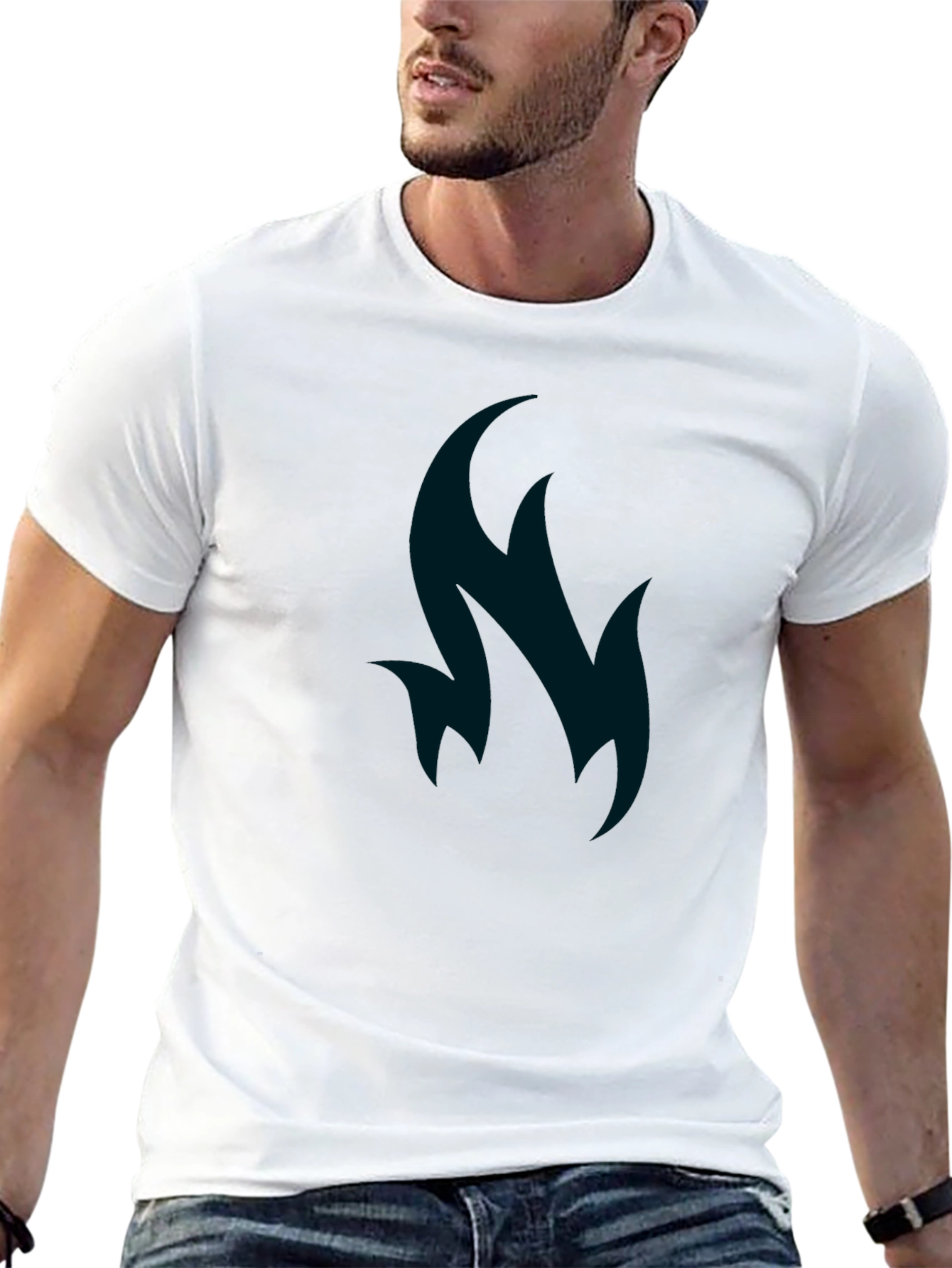 Abstract Flame Graphic Tee - Soft Cotton Blend
