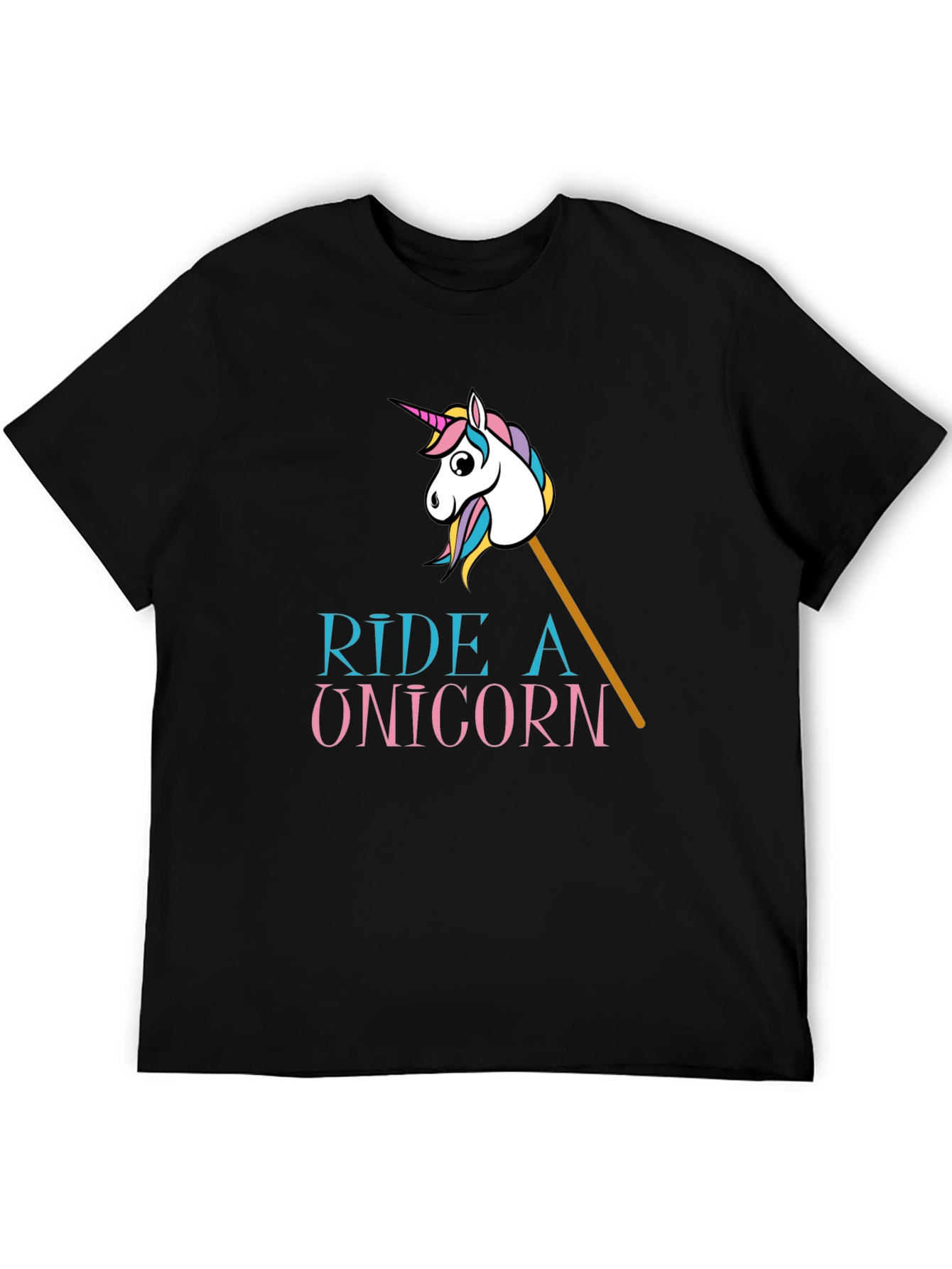 Ride a Unicorn Graphic Tee - Black Cotton Blend