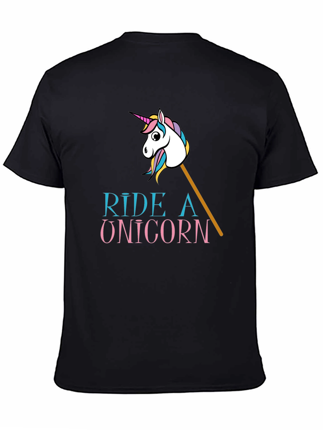 Ride a Unicorn Graphic Tee - Black Cotton Blend