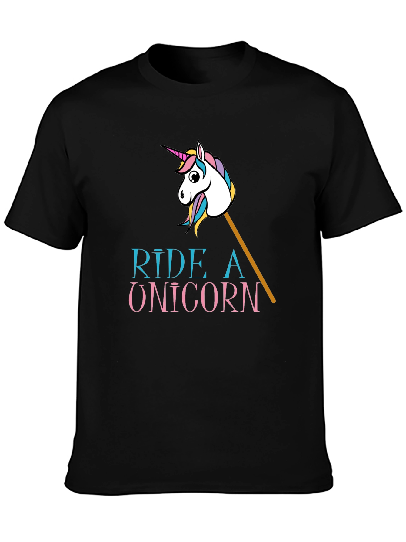 Ride a Unicorn Graphic Tee - Black Cotton Blend