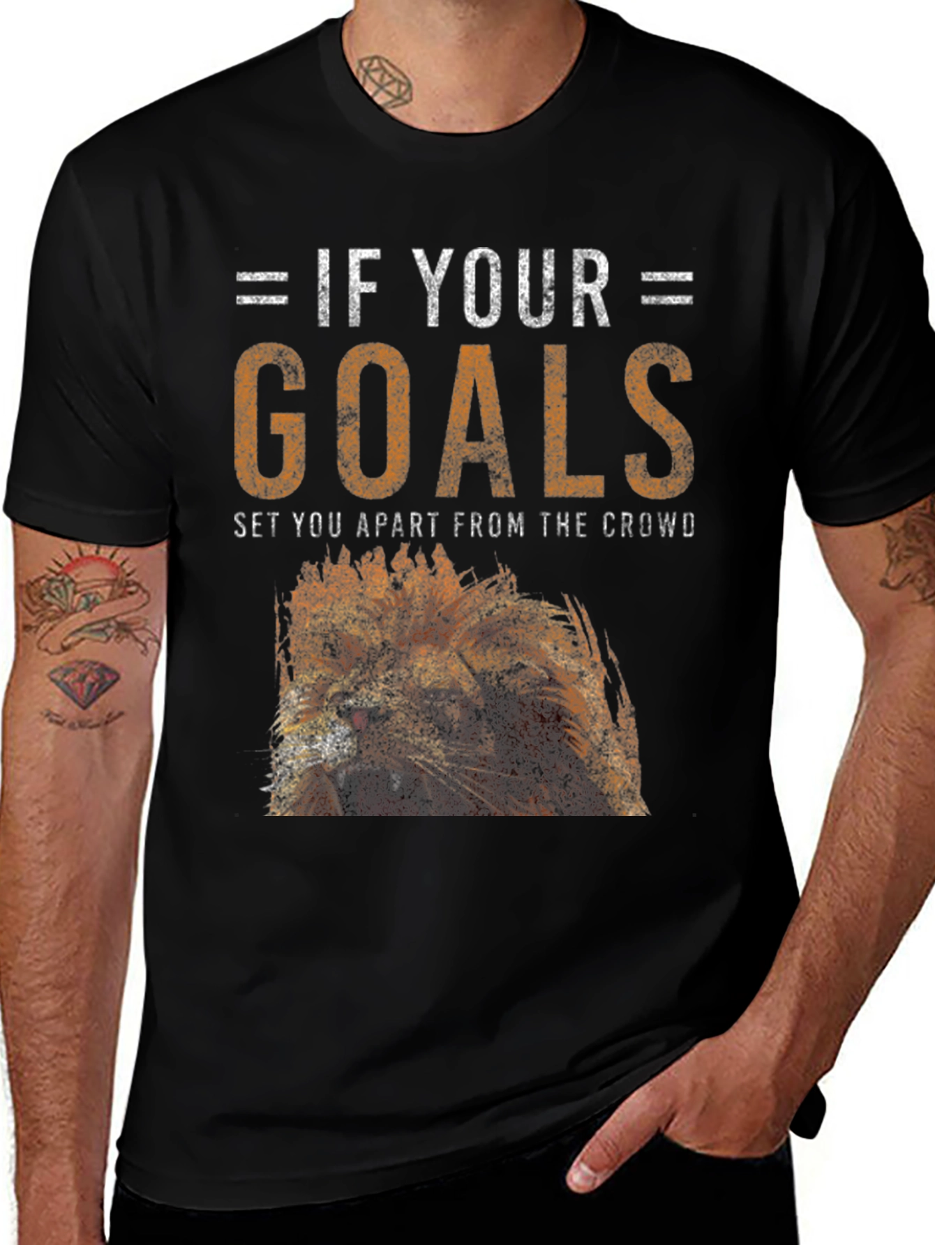 If Your Goals T-Shirt - Lion Graphic Tee - Motivational
