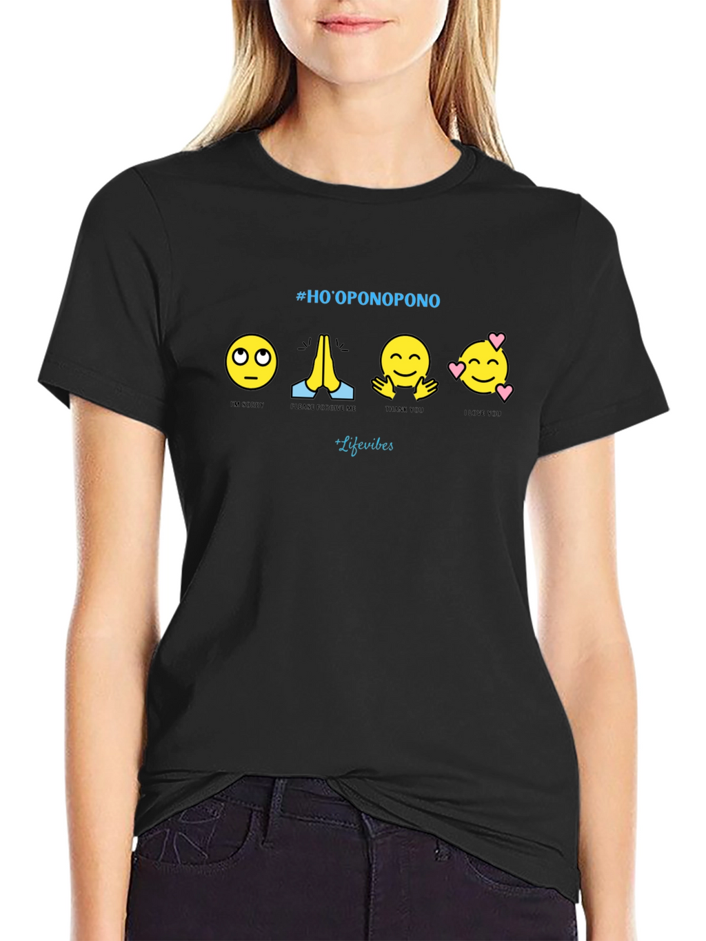 Hooponopono Emoji T-Shirt - Black Graphic Tee