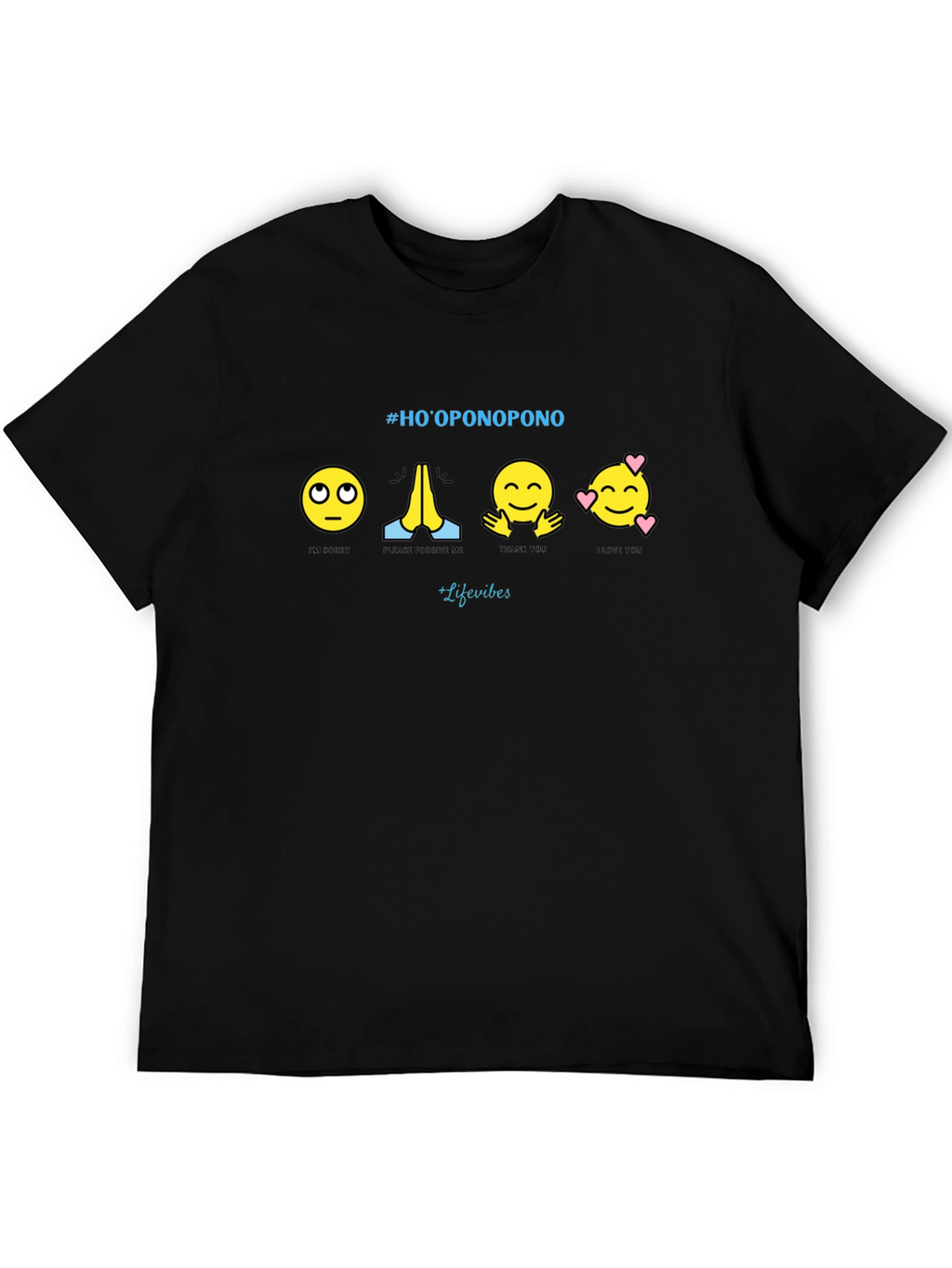 Hooponopono Emoji T-Shirt - Black Graphic Tee
