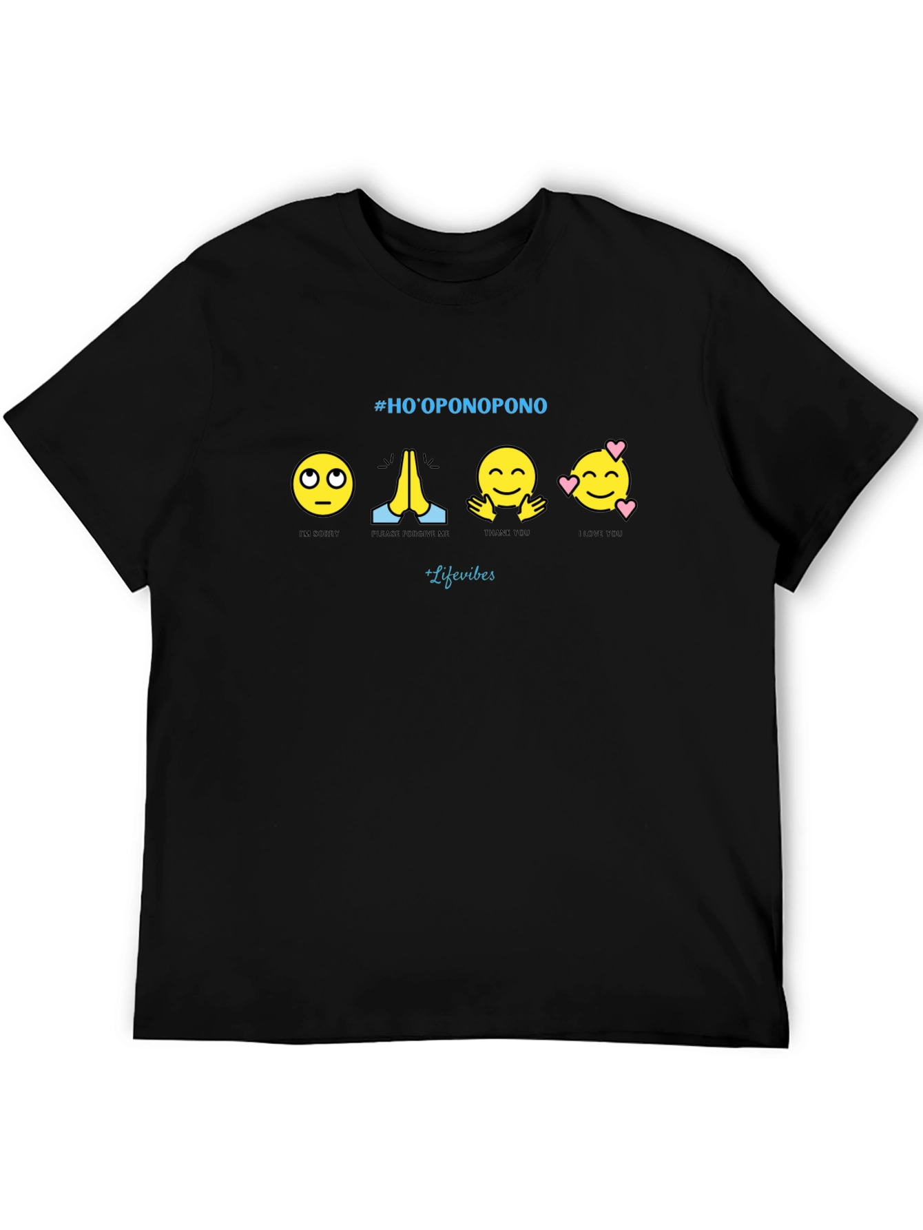 Hooponopono Emoji T-Shirt - Black Graphic Tee