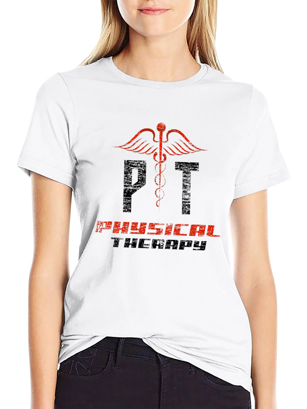 PT Physical Therapy Caduceus Black T-Shirt