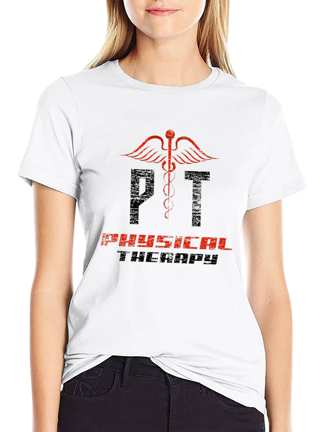 PT Physical Therapy Caduceus Black T-Shirt