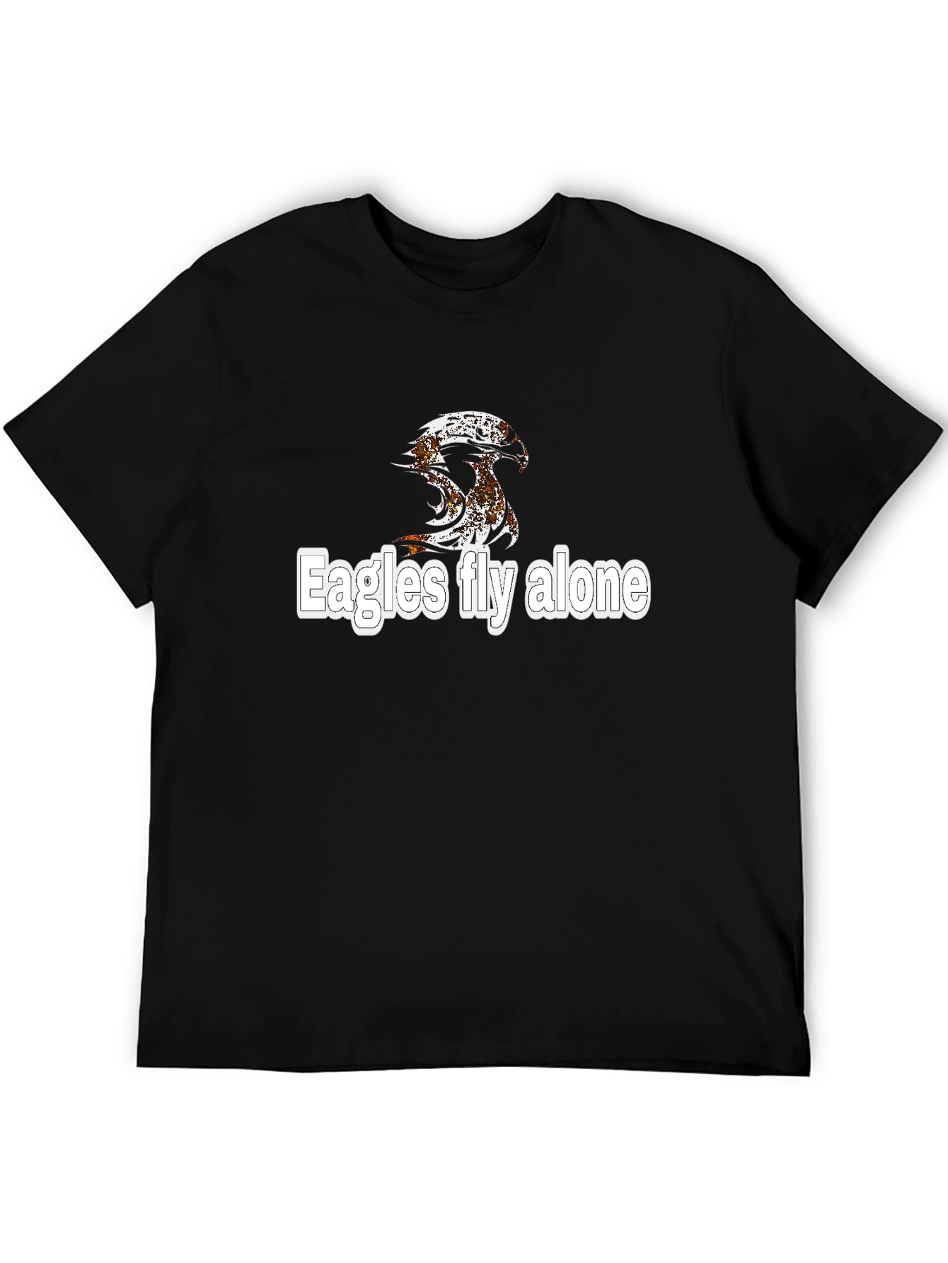 Eagles Fly Alone Graphic Black T-Shirt