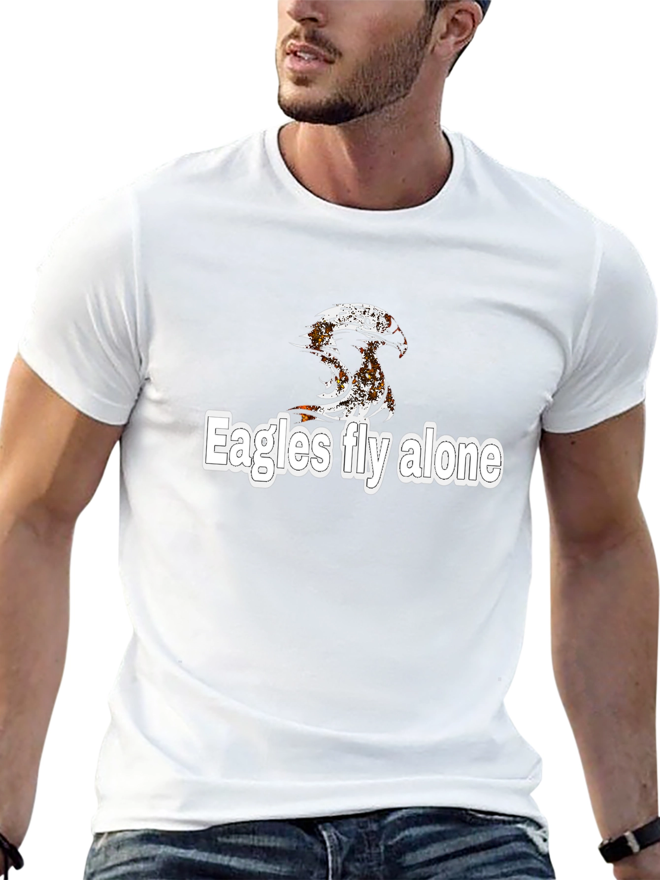 Eagles Fly Alone Graphic Black T-Shirt