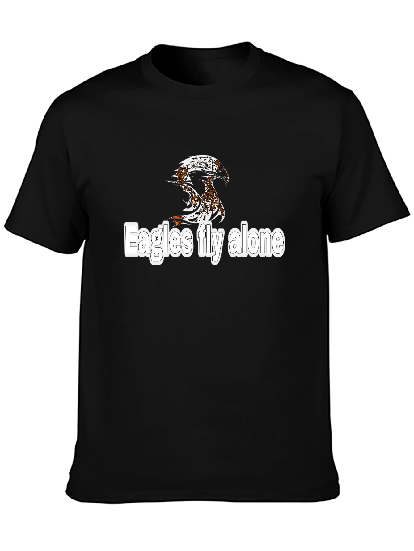 Eagles Fly Alone Graphic Black T-Shirt