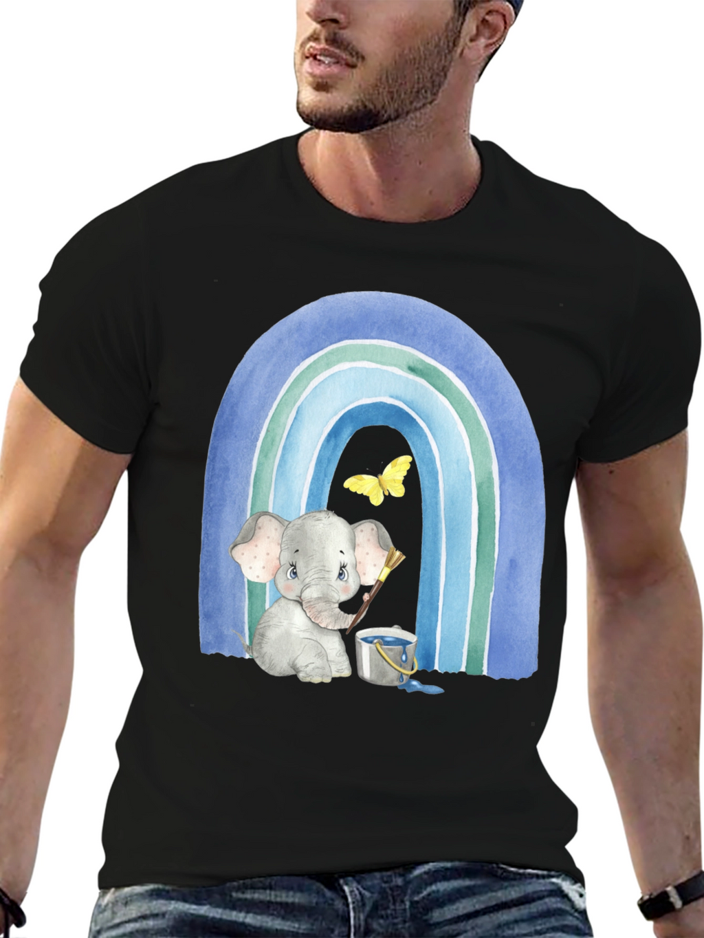 Elephant Painting Rainbow Graphic Tee