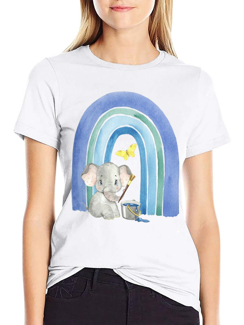 Elephant Painting Rainbow Graphic Tee