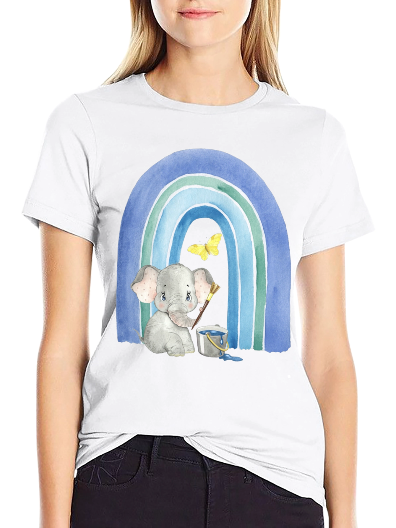 Elephant Painting Rainbow Graphic Tee