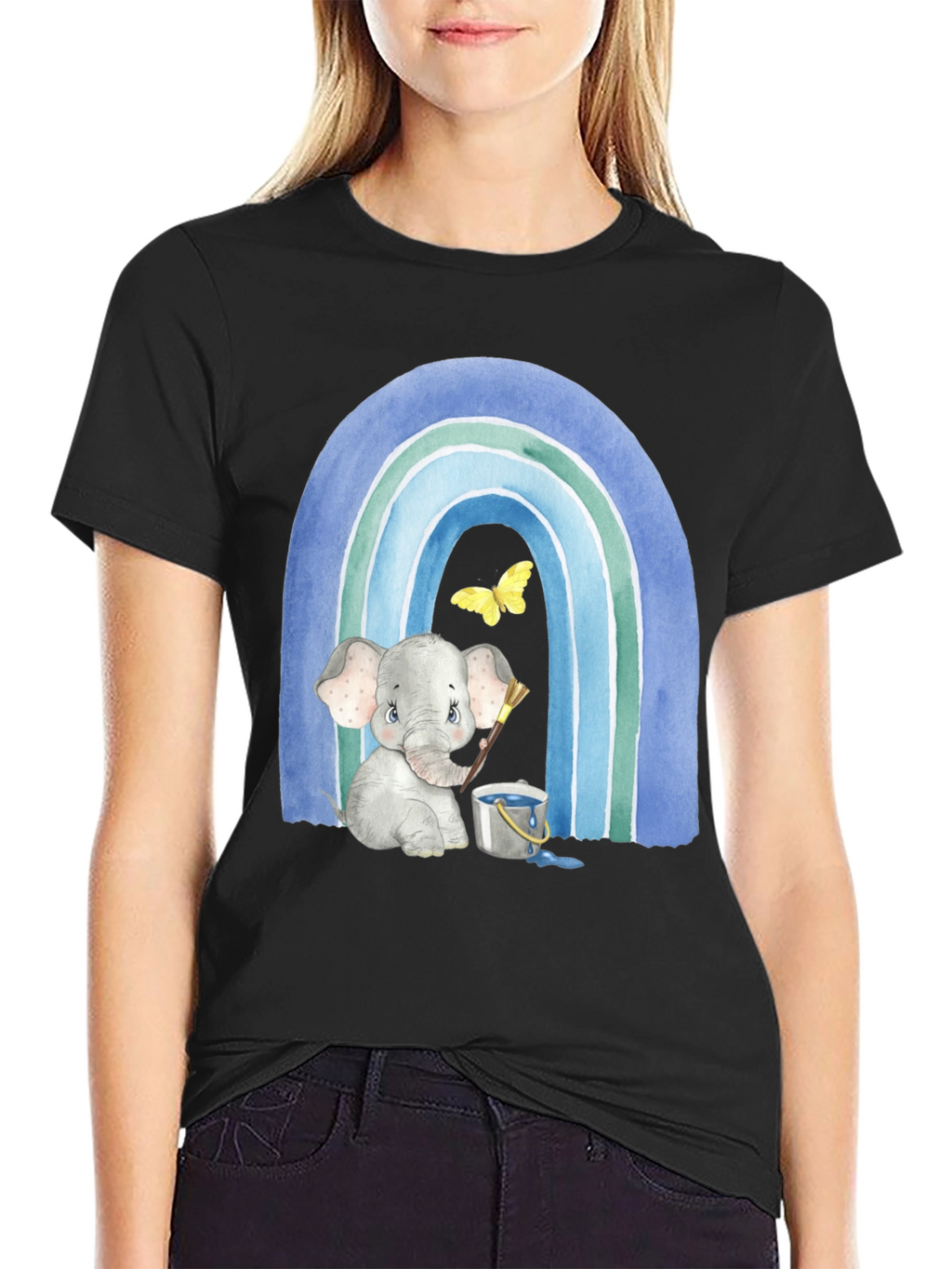 Elephant Painting Rainbow Graphic Tee