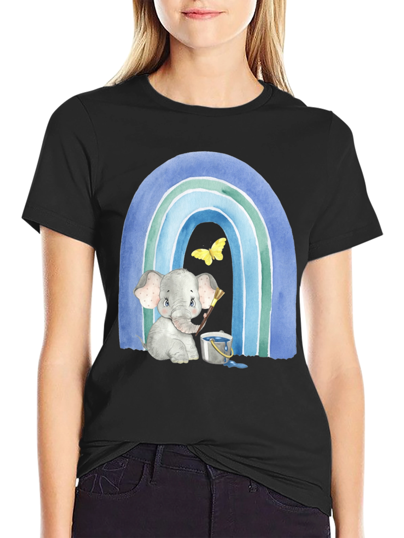 Elephant Painting Rainbow Graphic Tee