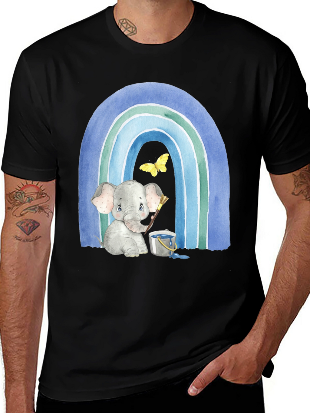 Elephant Painting Rainbow Graphic Tee