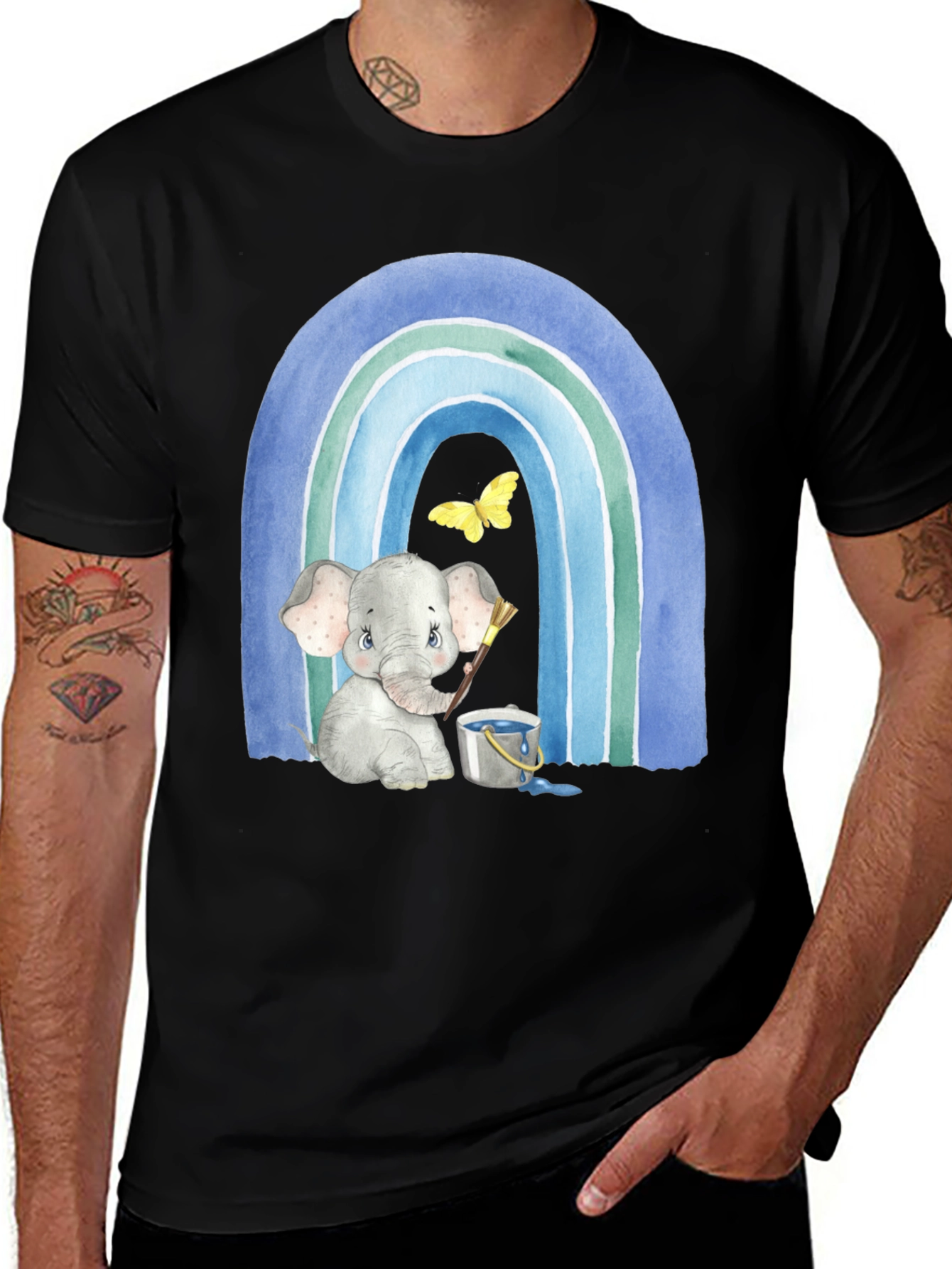 Elephant Painting Rainbow Graphic Tee