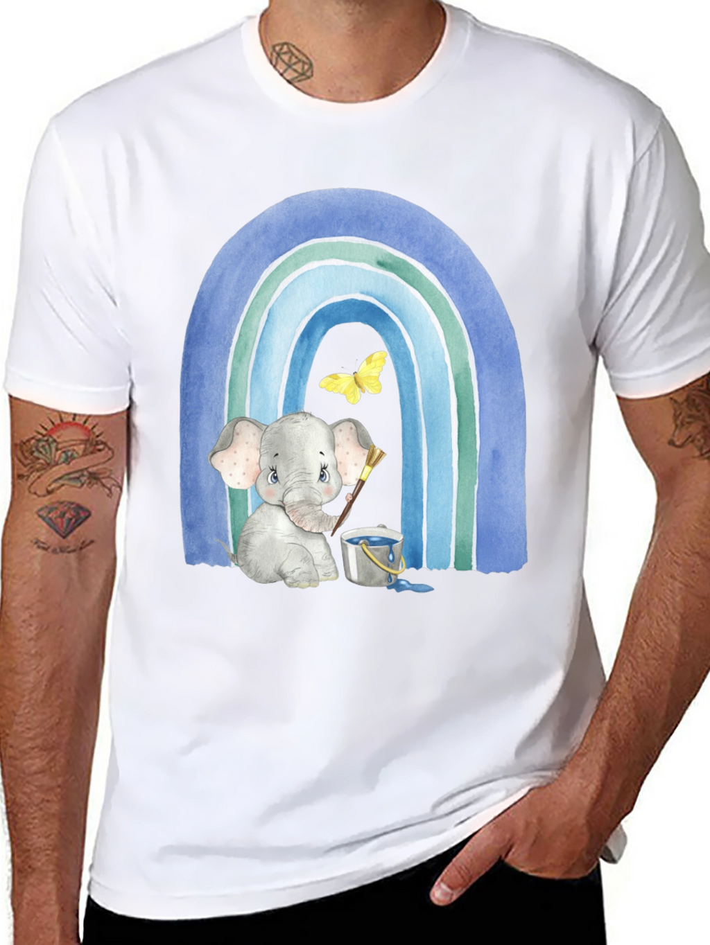 Elephant Painting Rainbow Graphic Tee