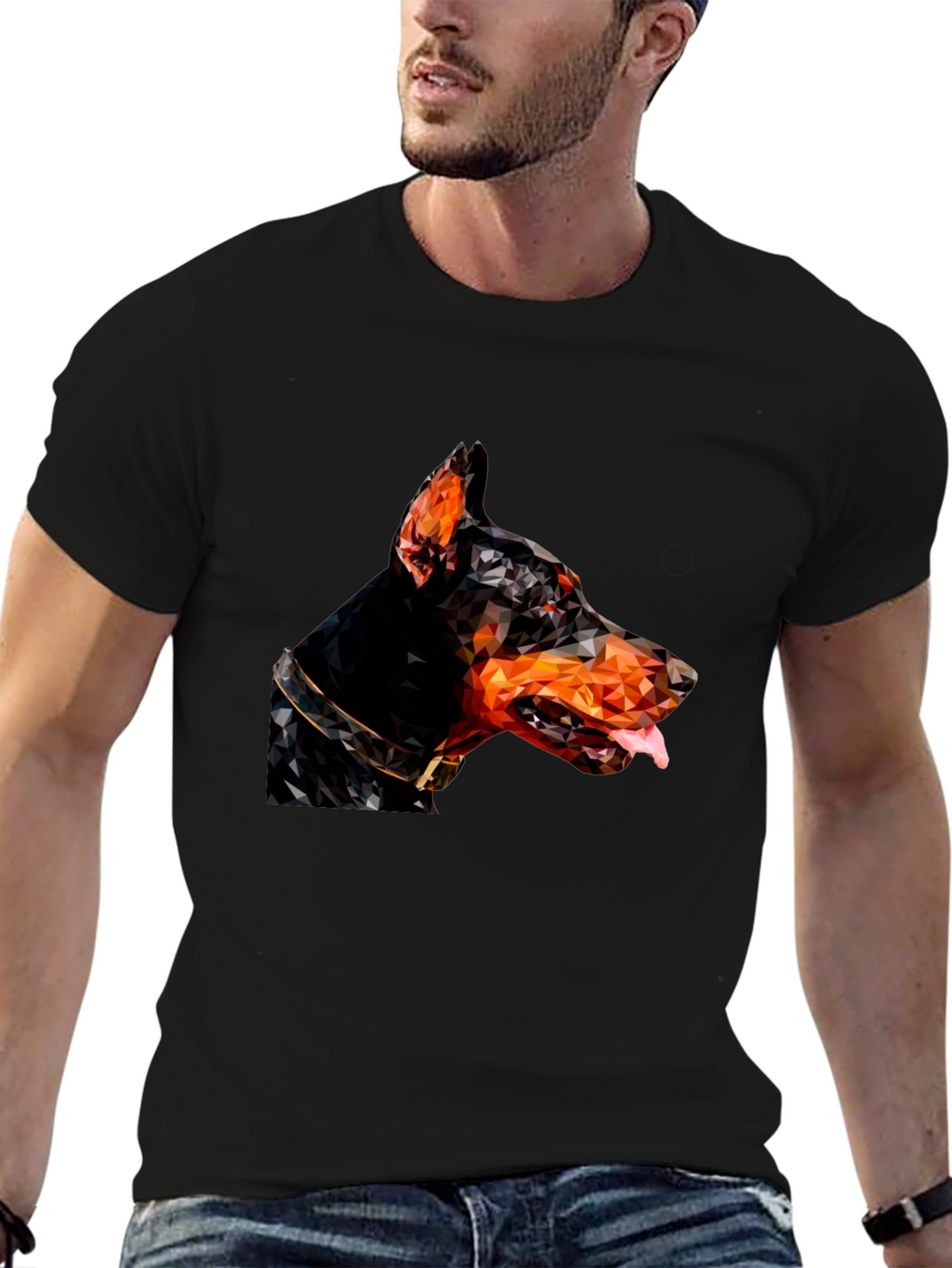 Doberman Geometric T-Shirt - Black
