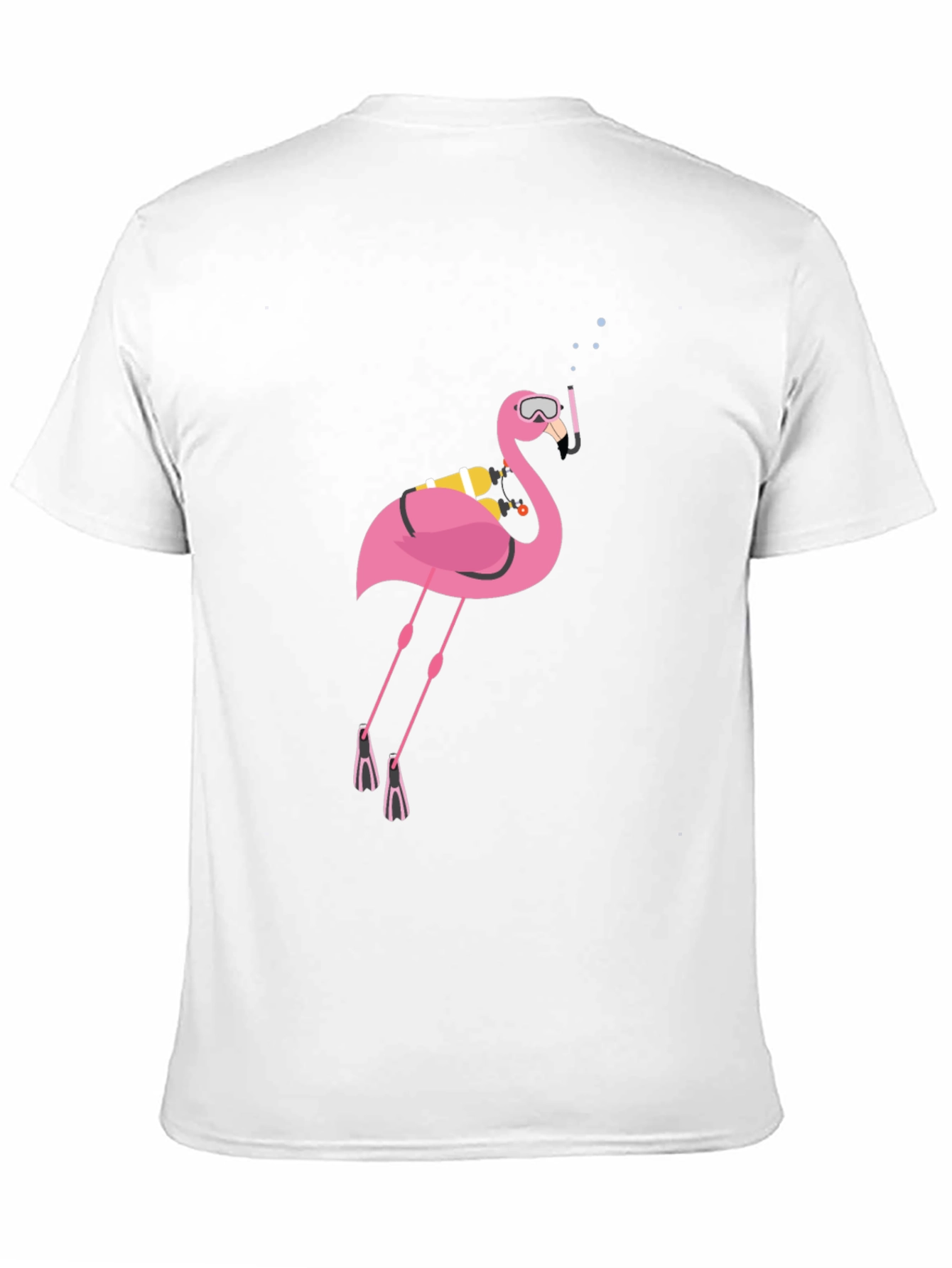 Diving Flamingo Graphic Tee - Black Cotton T-Shirt