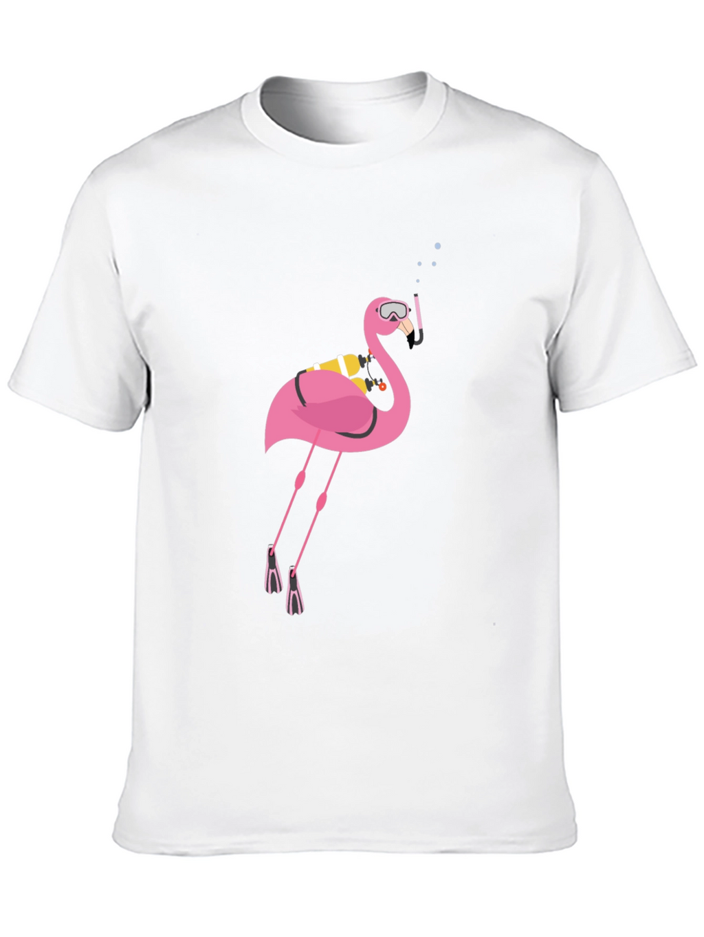 Diving Flamingo Graphic Tee - Black Cotton T-Shirt