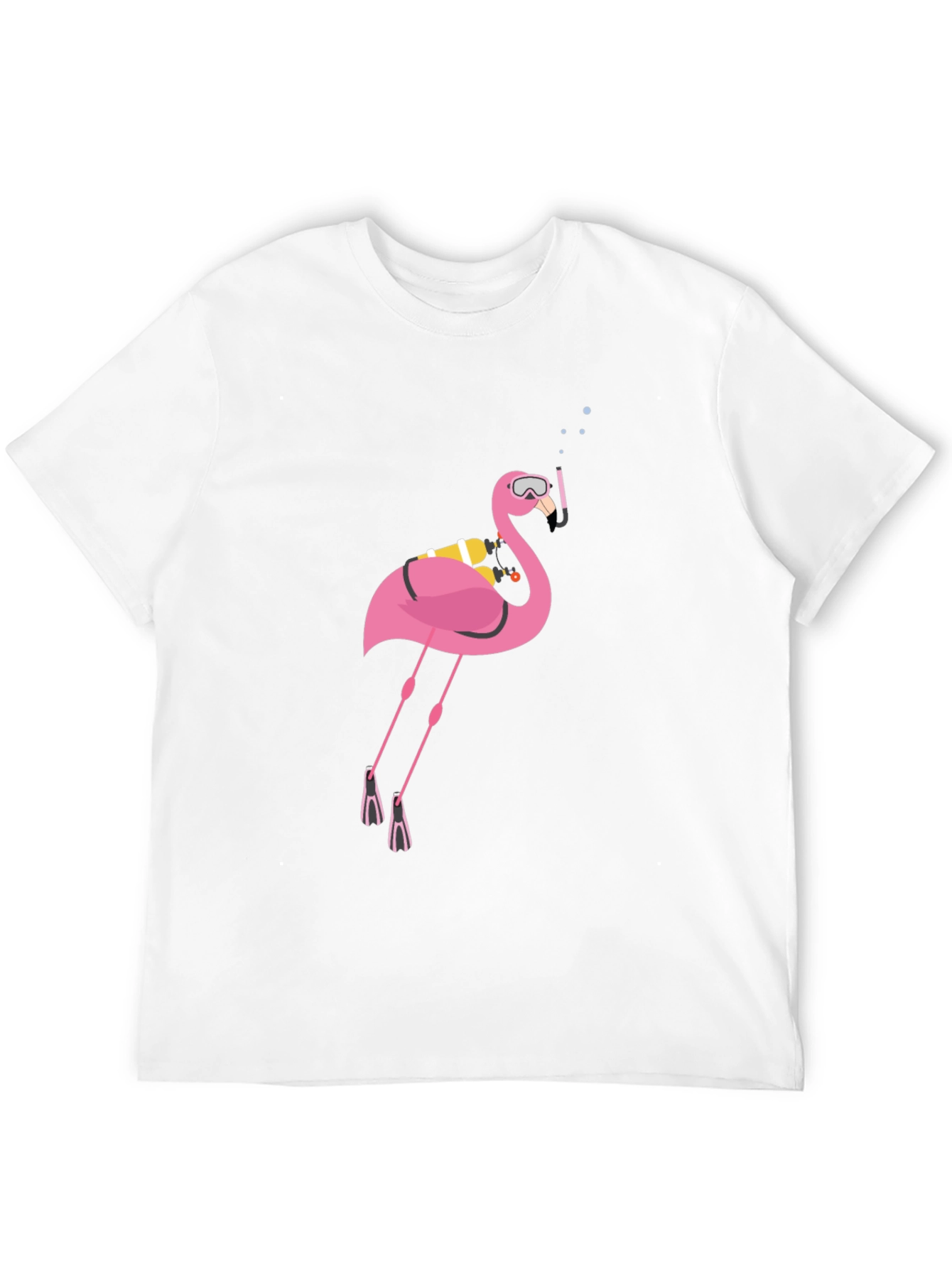 Diving Flamingo Graphic Tee - Black Cotton T-Shirt
