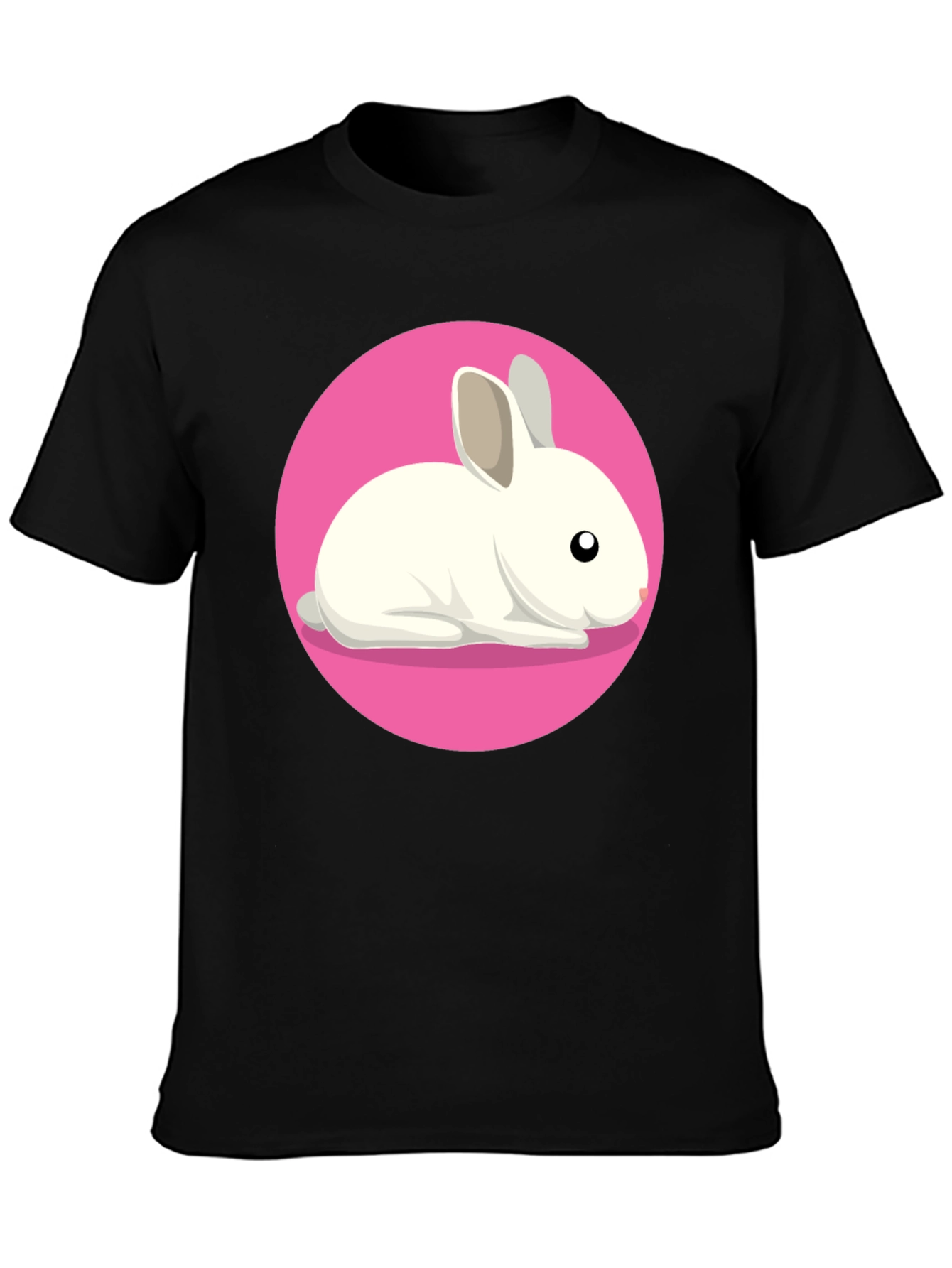 Cute Rabbit Graphic Tee - Black Unisex T-Shirt