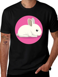 Cute Rabbit Graphic Tee - Black Unisex T-Shirt