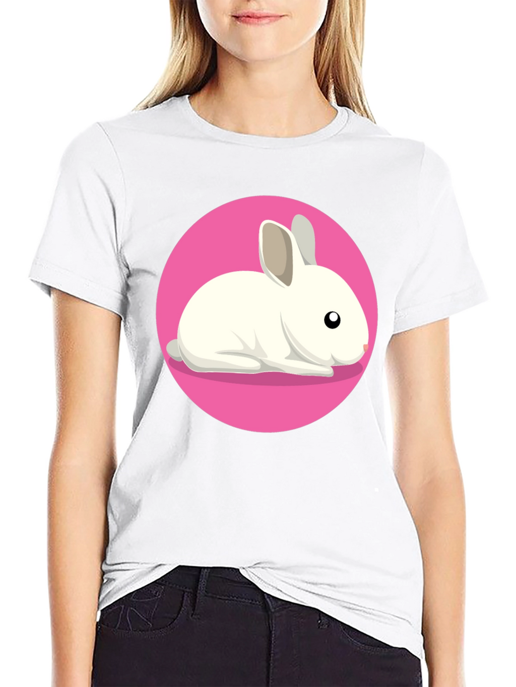 Cute Rabbit Graphic Tee - Black Unisex T-Shirt