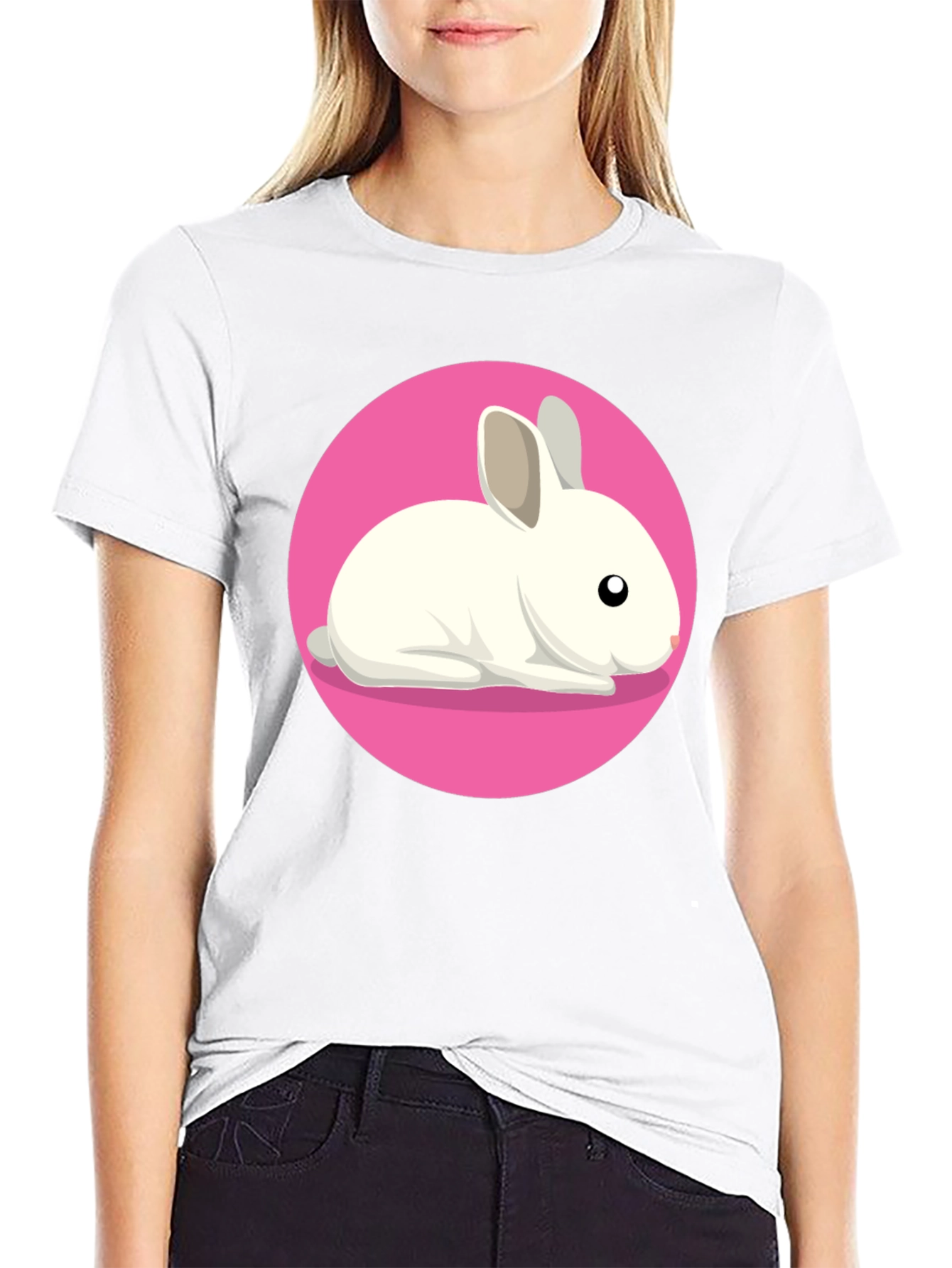 Cute Rabbit Graphic Tee - Black Unisex T-Shirt