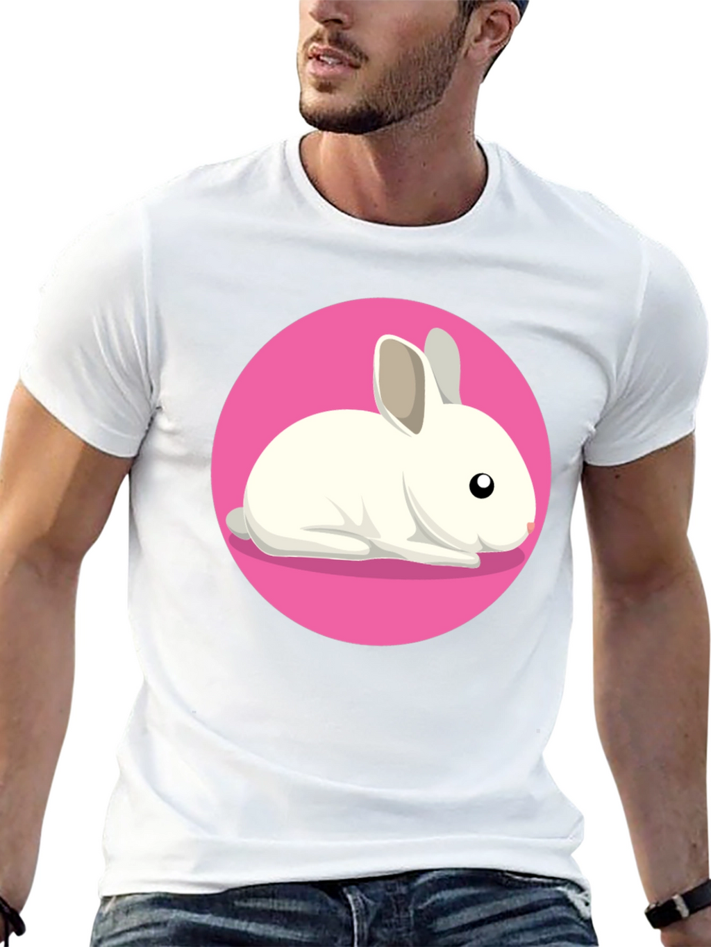 Cute Rabbit Graphic Tee - Black Unisex T-Shirt