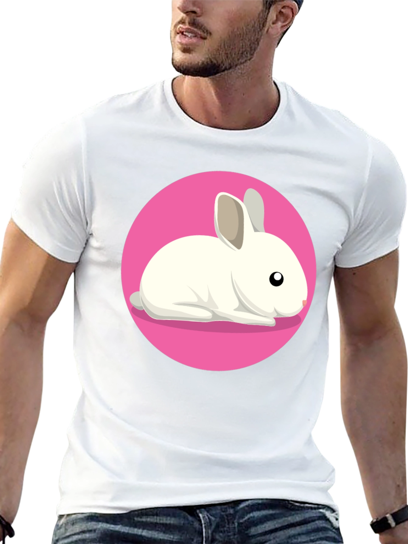 Cute Rabbit Graphic Tee - Black Unisex T-Shirt