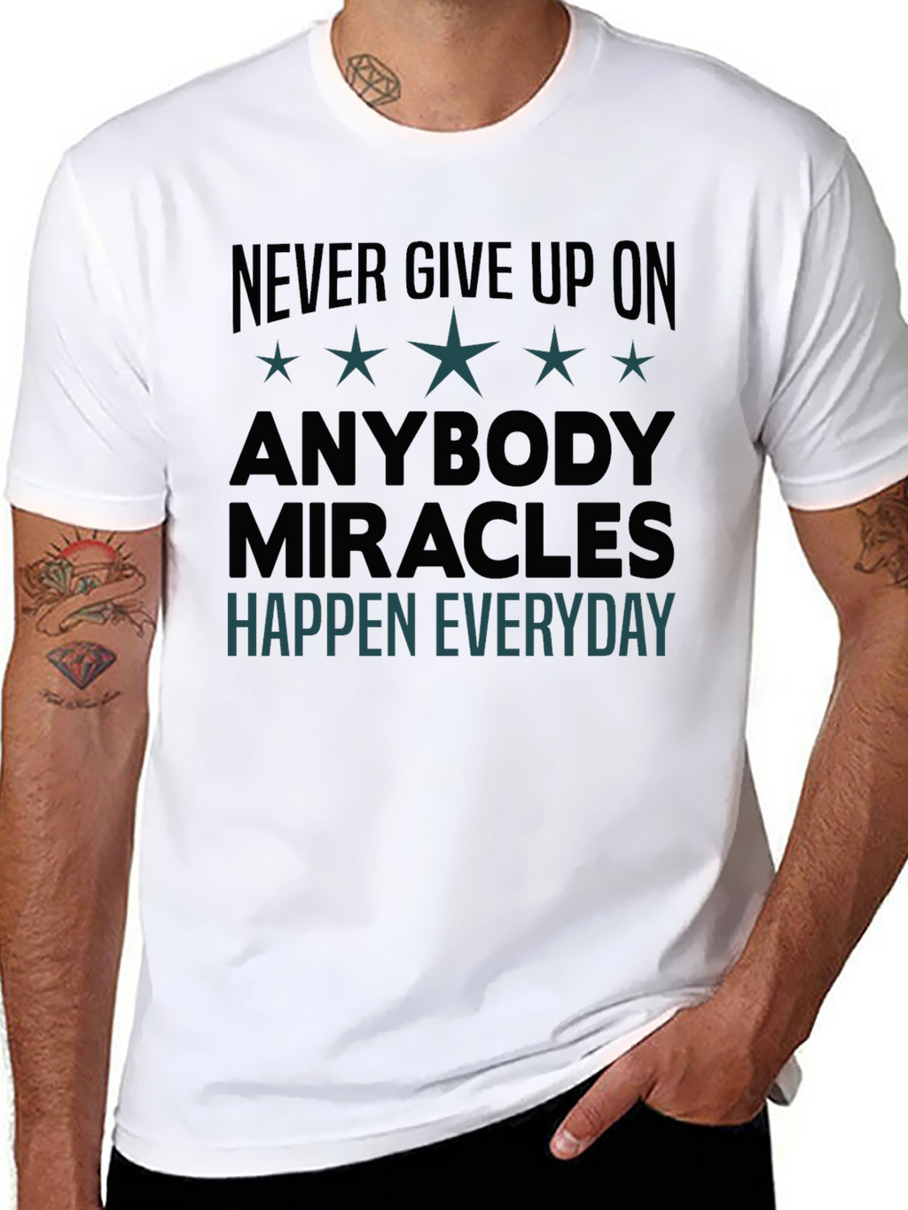 Inspirational Graphic Tee: Never Give Up
