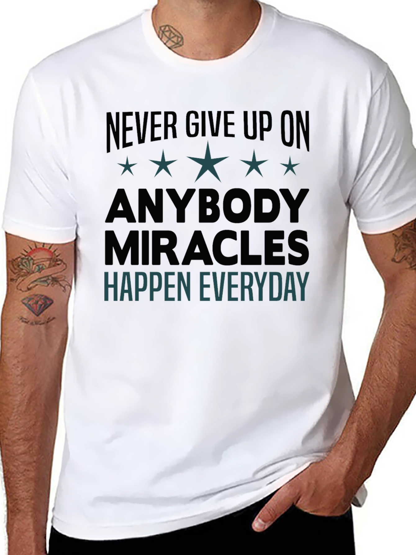 Inspirational Graphic Tee: Never Give Up
