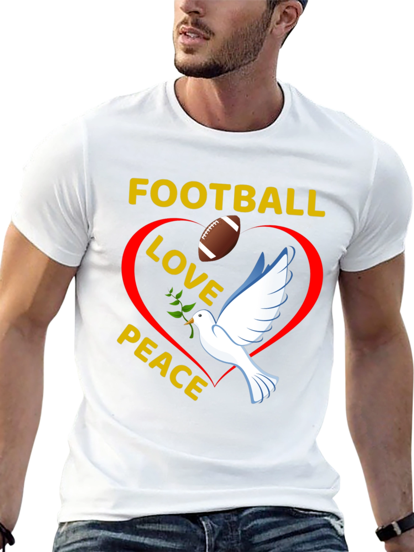 Football Love Peace T-Shirt