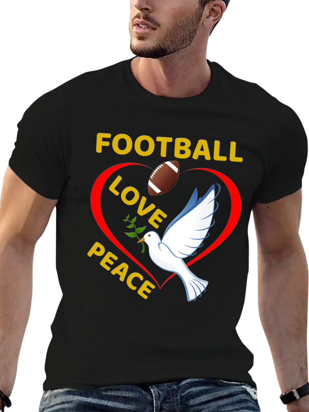 Football Love Peace T-Shirt