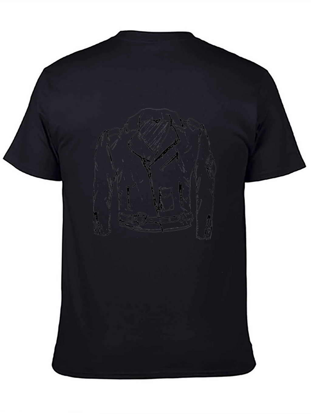 Black Tee with Graphic Motorcycle Jacket Design