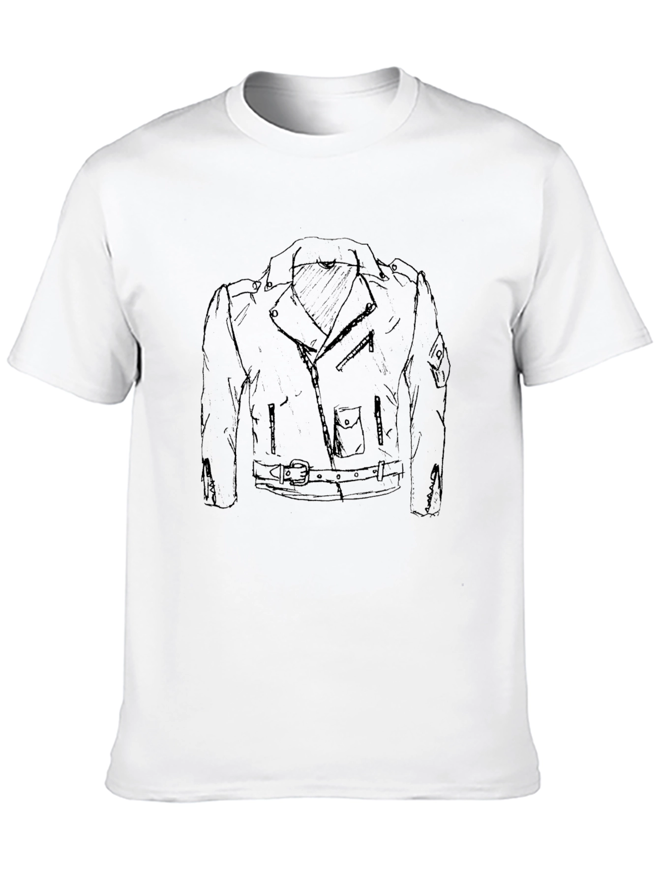 Black Tee with Graphic Motorcycle Jacket Design