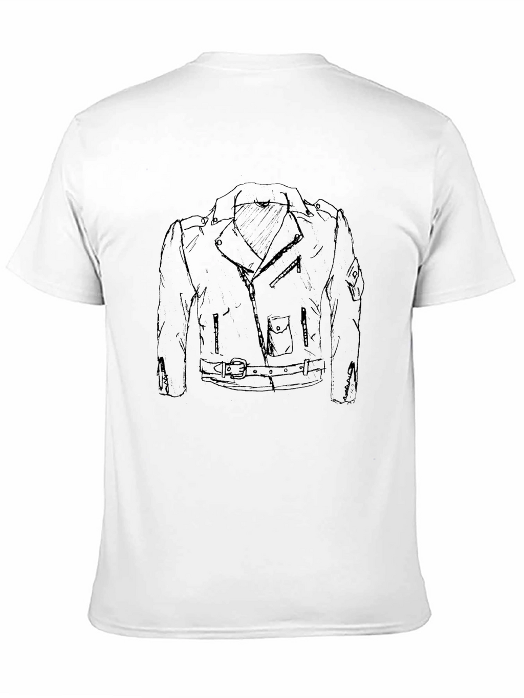 Black Tee with Graphic Motorcycle Jacket Design