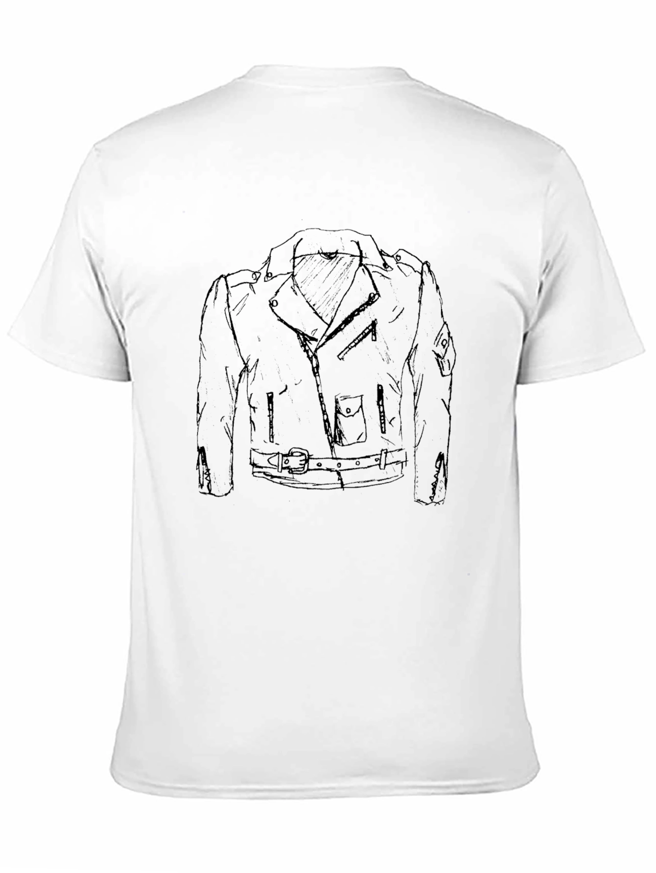 Black Tee with Graphic Motorcycle Jacket Design