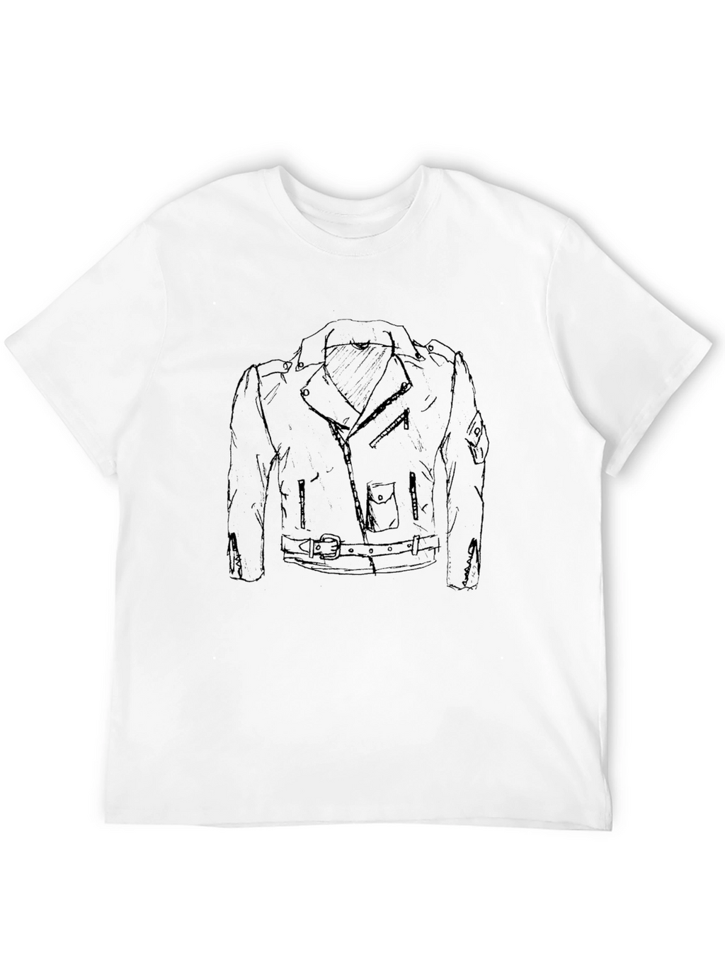 Black Tee with Graphic Motorcycle Jacket Design