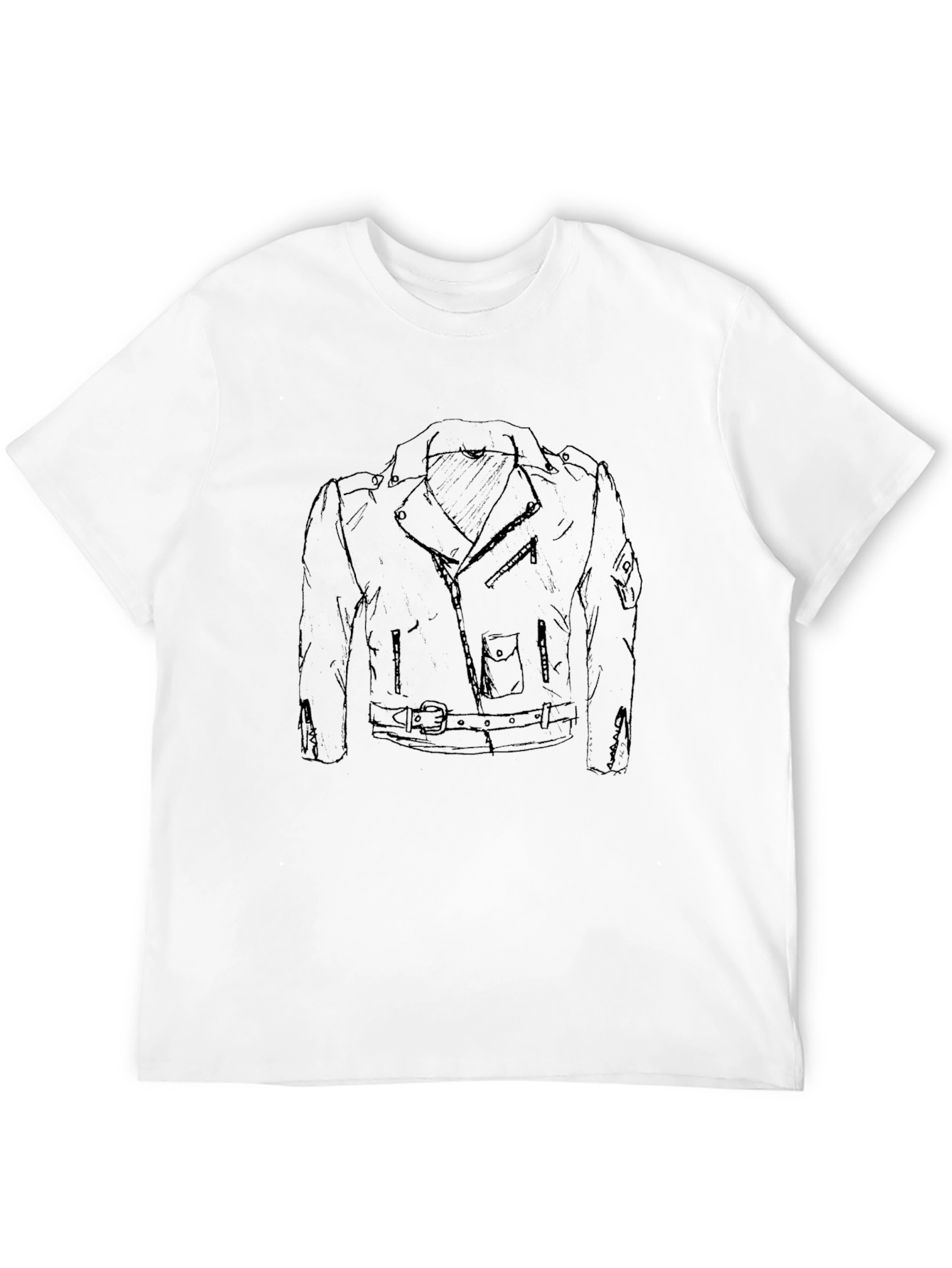 Black Tee with Graphic Motorcycle Jacket Design