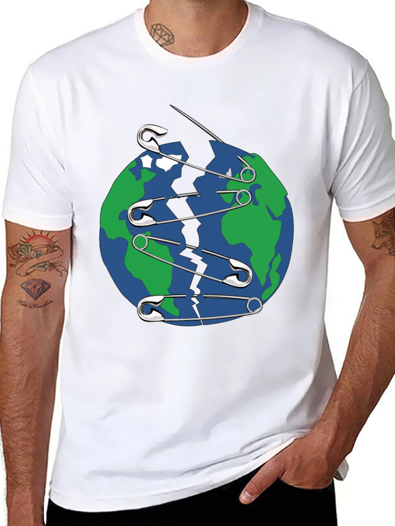 Cracked Earth Safety Pin Graphic Tee