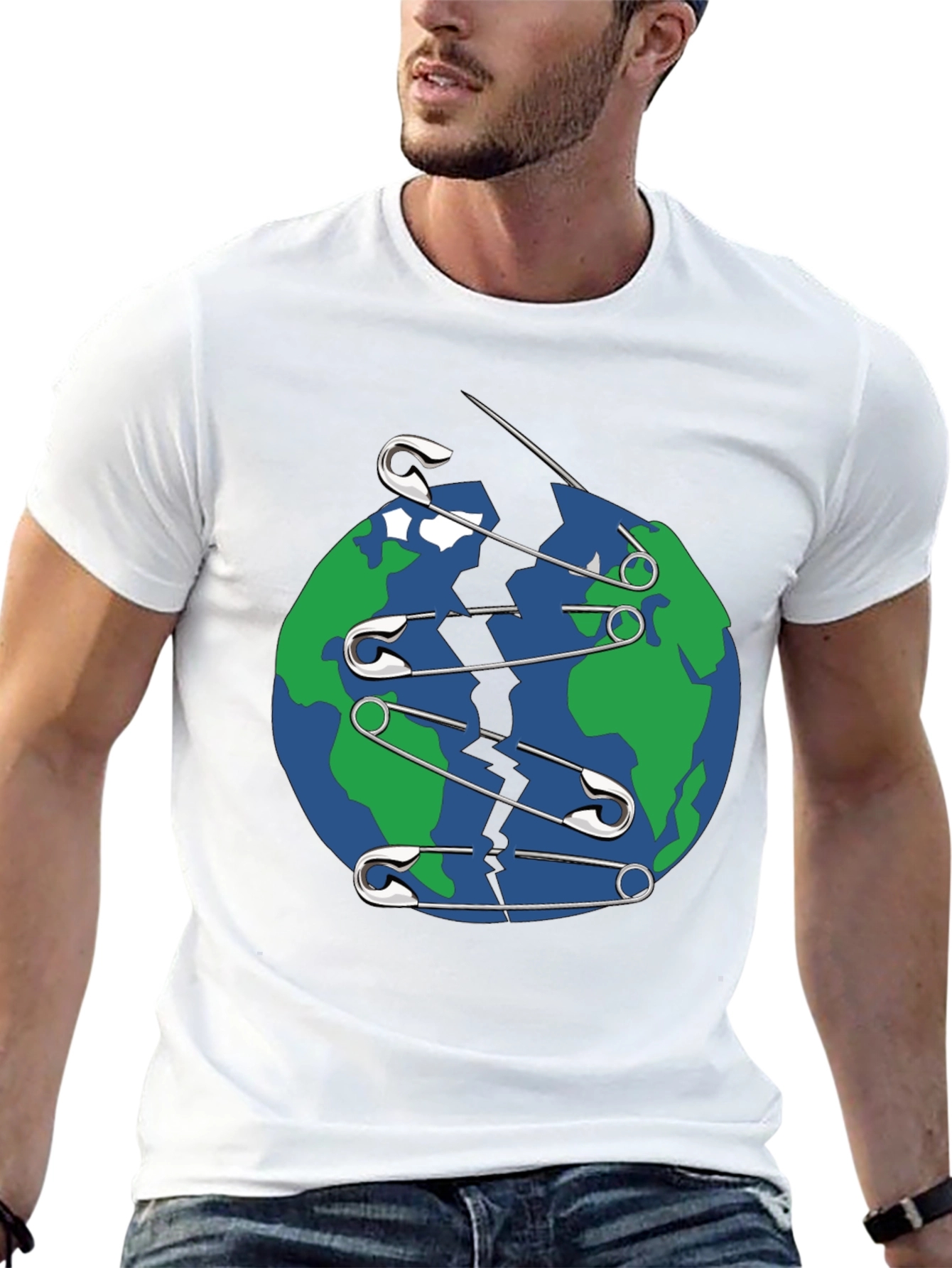 Cracked Earth Safety Pin Graphic Tee