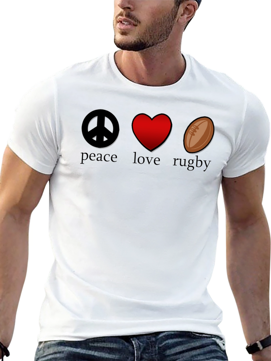 Peace Love Rugby Graphic T-Shirt
