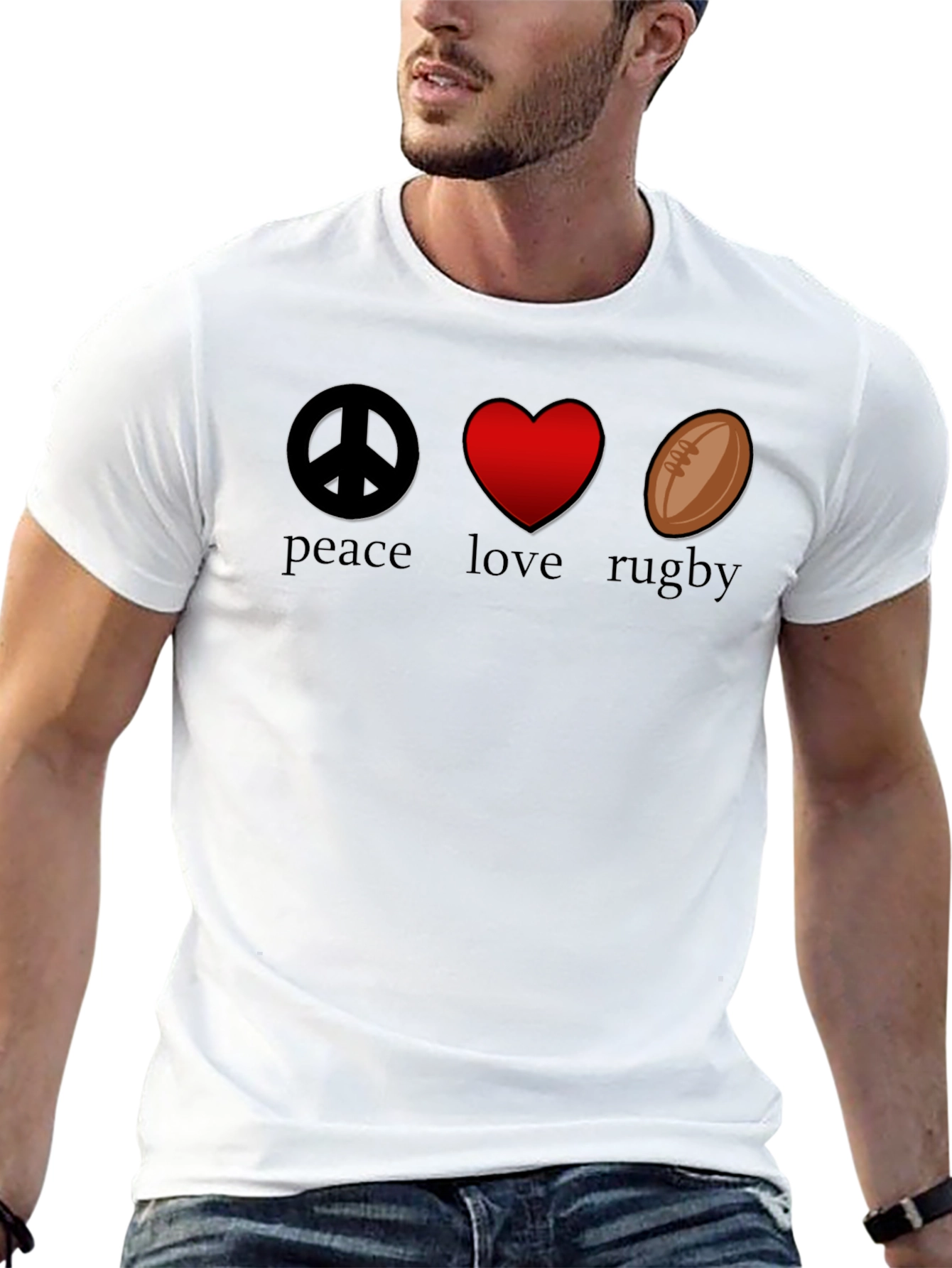 Peace Love Rugby Graphic T-Shirt