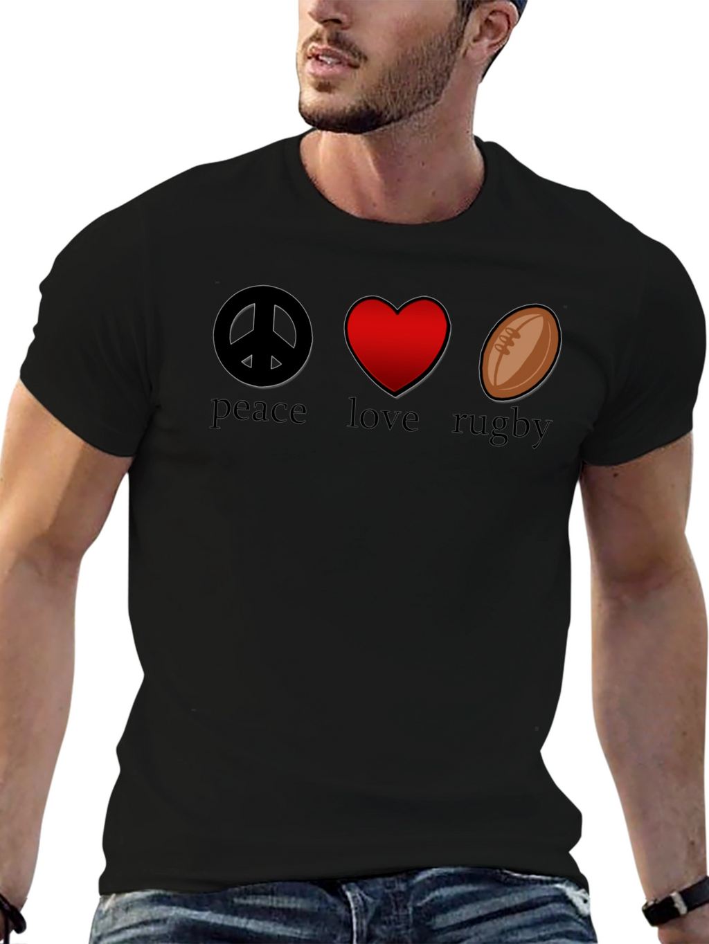 Peace Love Rugby Graphic T-Shirt