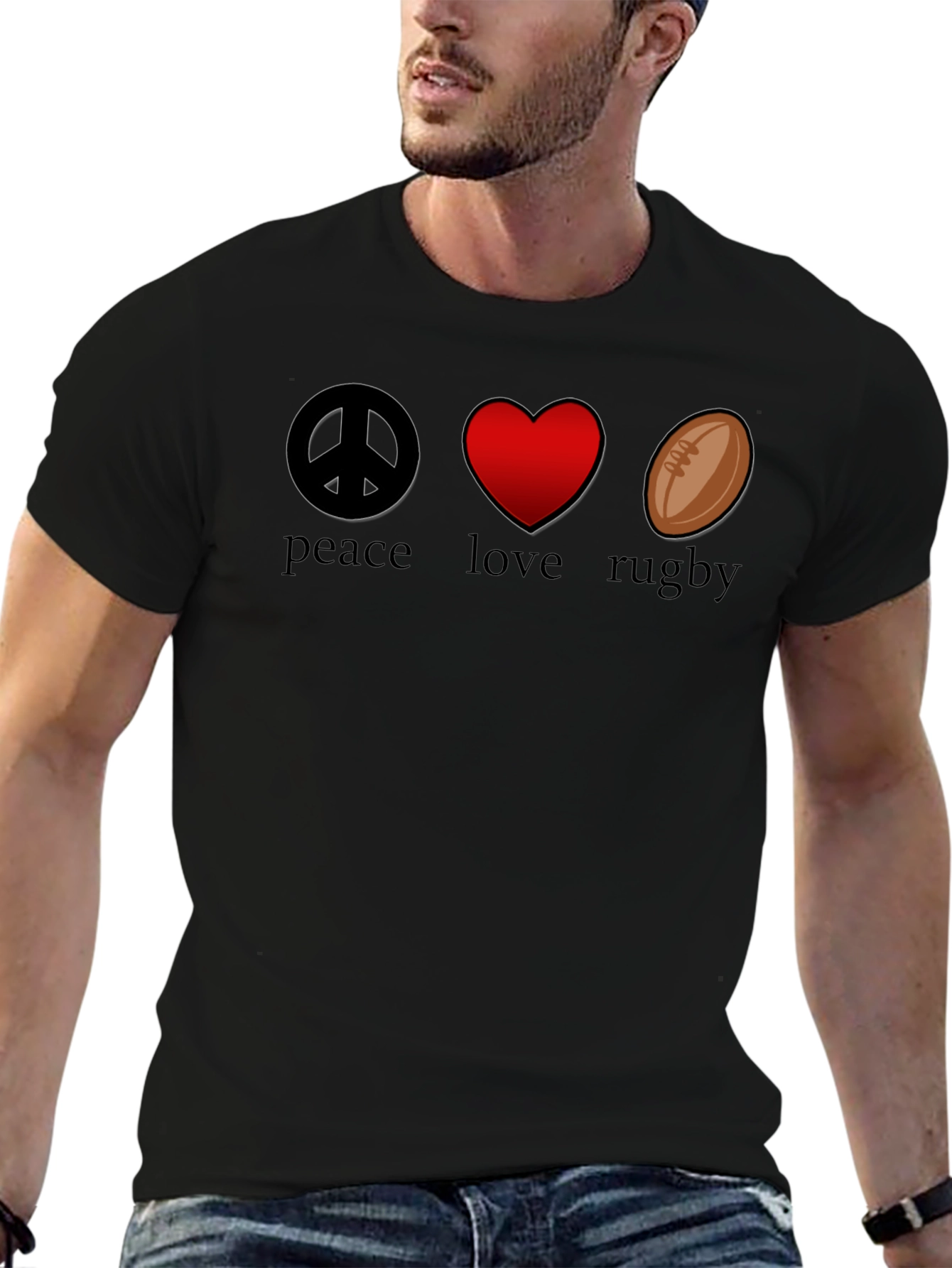 Peace Love Rugby Graphic T-Shirt