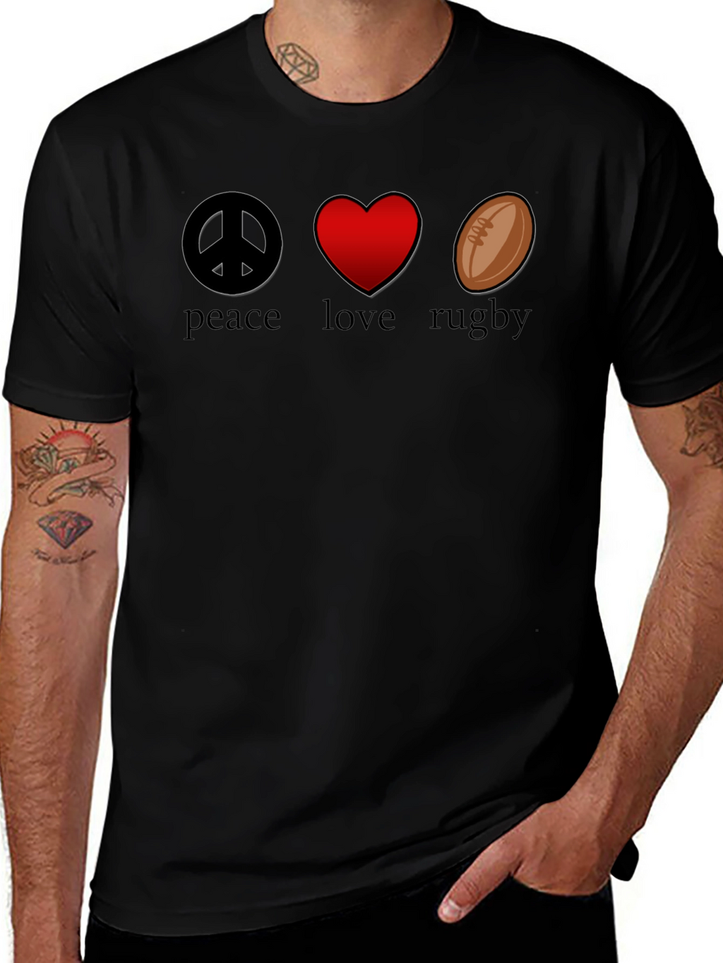 Peace Love Rugby Graphic T-Shirt